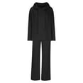 thumbnail image 5 of YUGYXL Womens Pajama Sets Long Sleeve Sleepwear Matching Drawstring Elastic Pj Pants Ribbed Knit 2 Piece Lounge Set Black M, 5 of 6
