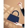 thumbnail image 2 of Women's Ruched Top Handle Handbag Navy Blue Shoulder Bag Elegant Satchel Purse for Party Evening Events, 2 of 7