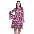 thumbnail image 1 of Moomaya Femmes Manches Longues Imprimé Genou Longueur Robe Évasée d'Été Fluide Robe, 1 of 6