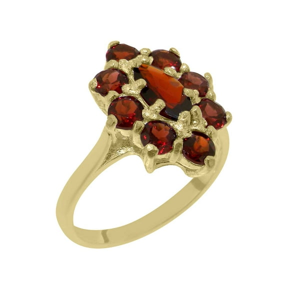 LBG British Made 9k Yellow Gold Natural Garnet Womens Statement Ring - 33 size options - Size 10