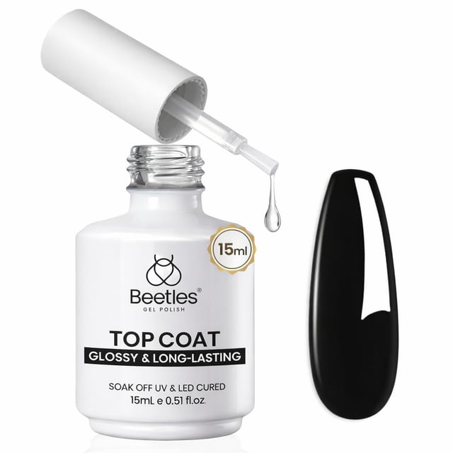 Gel Top Coat Beetles, extra brillante, 15 ml, para esmalte de uñas en gel