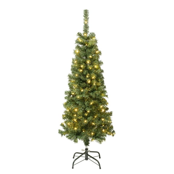 National Tree Company 4.5 ft. Pre-Lit Artificial Christmas Tree, Green, Linden Spruce, 150 Warm White LED Lights, Includes Stand