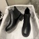 thumbnail image 3 of NECHOLOGY Botas Mujer Adulto Femenino Zapatos Botines mujer mujer cuero artificial Color sólido otoño suela gruesa tacones cuadrados Slip On Botines cortos zapatos de punta redonda (Black, 6.5), 3 of 7