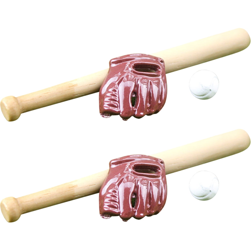 2 Sets Miniature Baseball Bats Gloves and Ball Kit 112 Tiny House