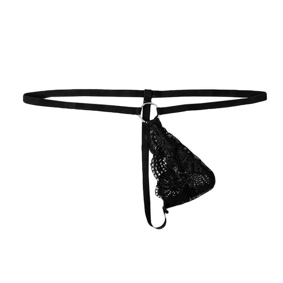 Tao Tao Men's See Through Thongs Underwear Lace Thongs G-Strings For Anniversary Black L