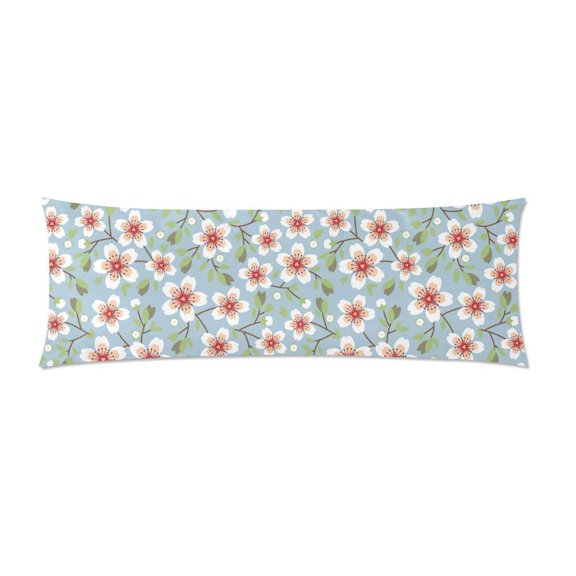 ABPHOTO Pink Sakura Flowers Body Pillow Covers Pillowcase Throw Pillows 20x60 inch