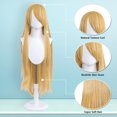 thumbnail image 2 of Peluca UTIEHD de 100 cm de largo, universal, para cosplay de anime, color rubio dorado, 2 of 6