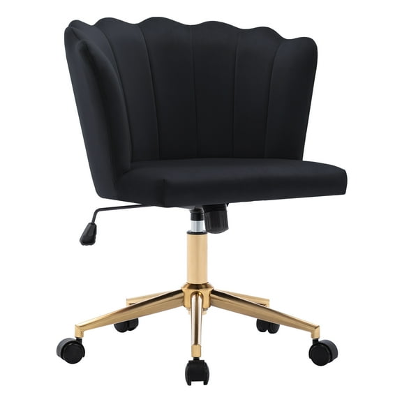 Duhome Home Office Chair Task Chair with Wheels Velvet Swivel Black 1 Pcs