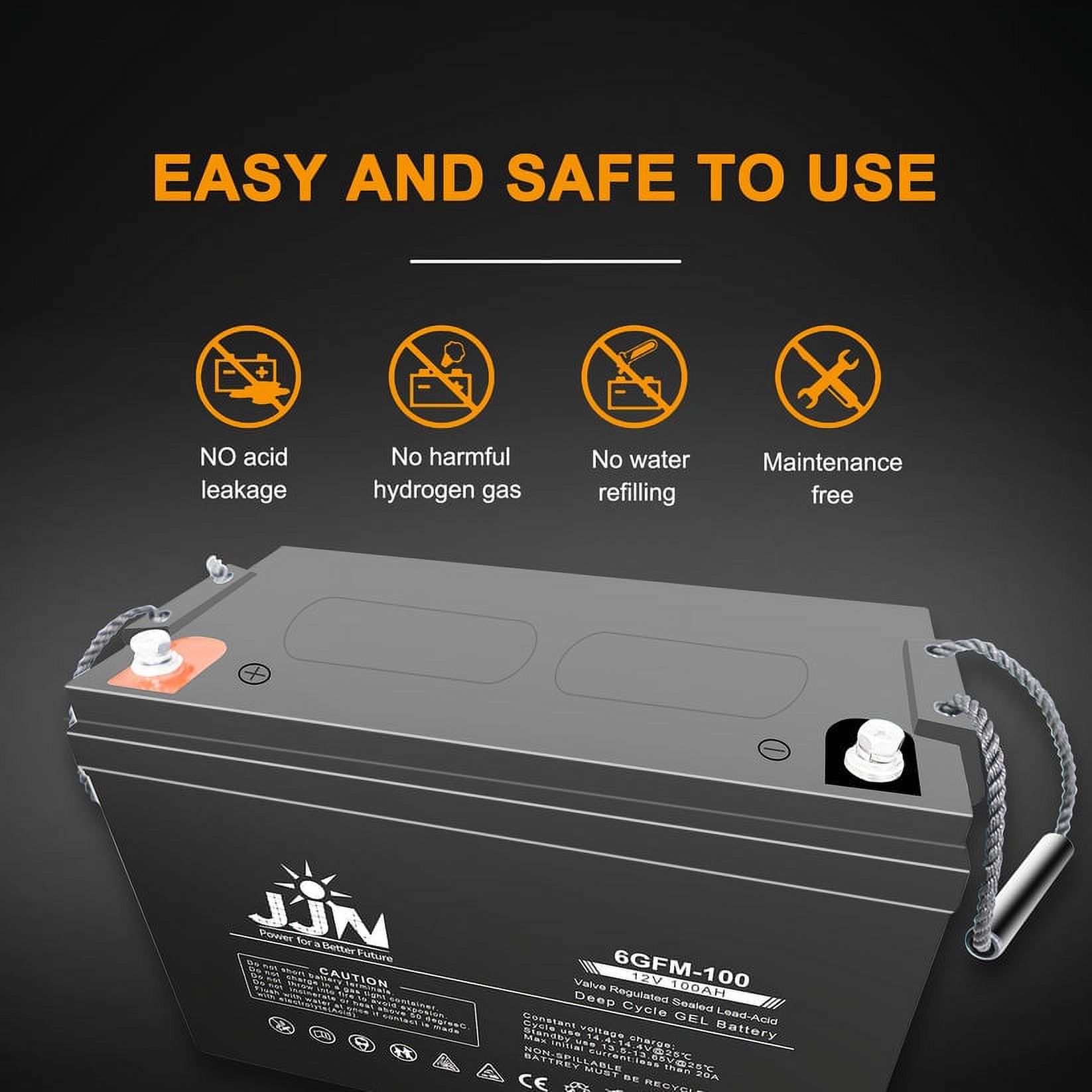 JJN 12V 100ah Deep Cycle Hybrid Gel Battery SLA VRLA Rechargeable Batteries for RV, Backup Power