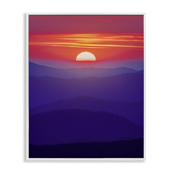Stupell Industries Contemporary Red Sunrise Mountain Horizon White Framed Giclee Art, 11 x 14, by Rick Berk