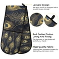 thumbnail image 2 of Yayeee Double Oven Mitt Kitchen Heat Resistant Baking 35" x7" Quilted Glove, Peacock Feathers Pattern, 2 of 6