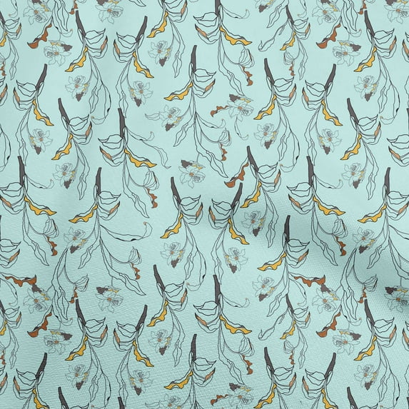 oneOone Cotton Cambric Sky Blue Fabric Floral & Sewing Craft Projects Fabric Prints By Yard 42 Inch Wide