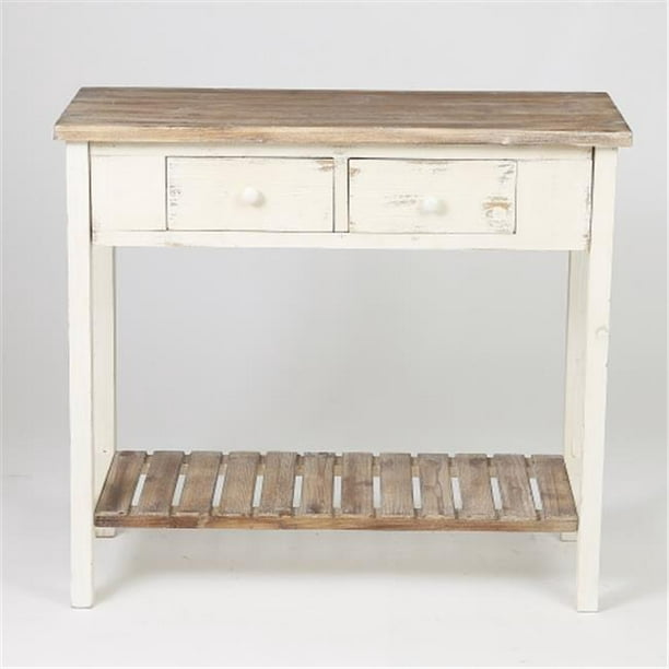Luxen Home Distressed White Wood, Distressed Hall Table