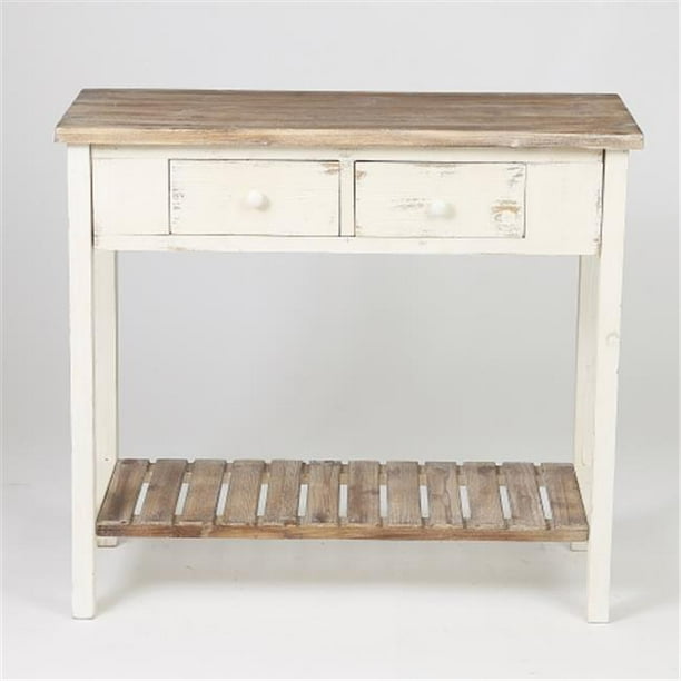 Luxen Home Distressed White Wood Console Table Com Luxen Home Distressed White Wood, Distressed Hallway Table