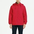 thumbnail image 2 of HAPIMO Men's Windbreaker Jacket Thin Section Zipper Hooded Windproof Waterproof Cold Jacket Fall Winter Rushing Jacket with Pocket Red L, 2 of 9