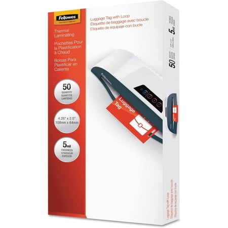 YouRanTerFellowes Thermal Laminating Pouches, Luggage ID Tag Sheets, 5 Mil, 50pk | Premium Protection, Perfect for Suitcases and Bags, Waterproof, Compatible with All Thermal Laminators, 4.25 x 2.25