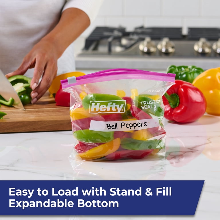 Hefty Slider Kitchen Storage Bags, Quart Size, 75 Count, MaxLock