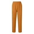 thumbnail image 2 of Wyobmus Casual Straight Leg Long Pants for Women Solid Color Elastic Waist Comfy Stretch Pull On Pants D-Yellow, 2 of 9