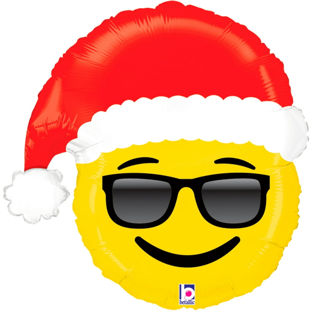 Betallic Christmas Sunglasses Emoji Santa Hat Giant 25" Foil Balloon