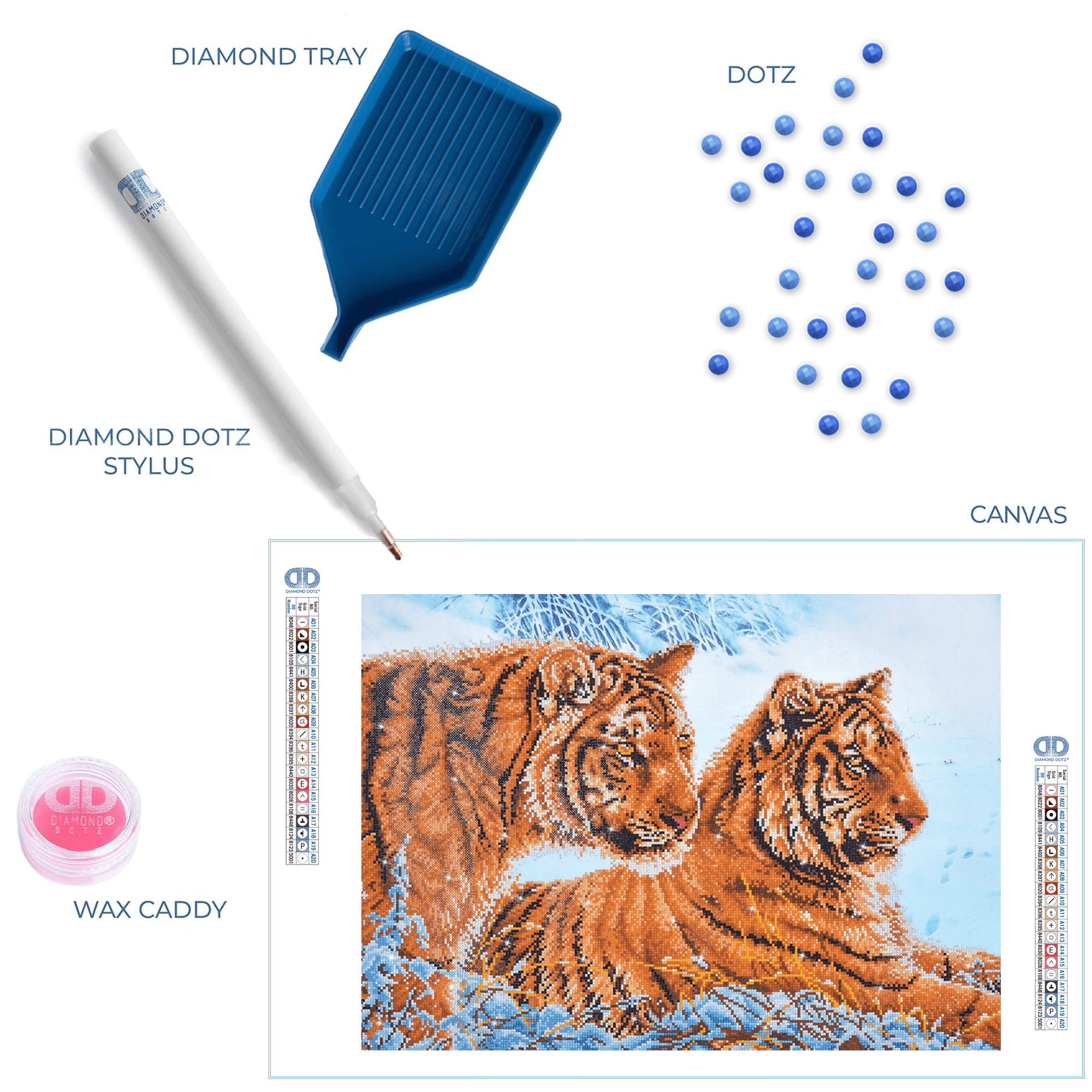 Diamond Dotz Tigers in the Snow Animal Diamond Painting Kits for Adults - Diamond Art Kits a Relaxing Creative Craft Kit with Dotz Gems 20.5"x28.3"