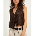 thumbnail image 2 of Tank Tops for Women V Neck Floral Eyelet Embroidery Tie Front Crop Tops, 2 of 6