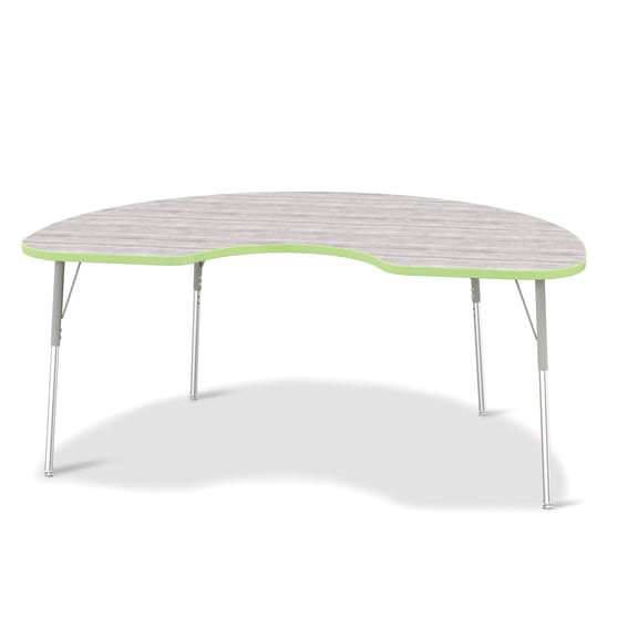 Kidney Activity Table - 48" X 72", A-height - Driftwood Gray/Key Lime/Gray