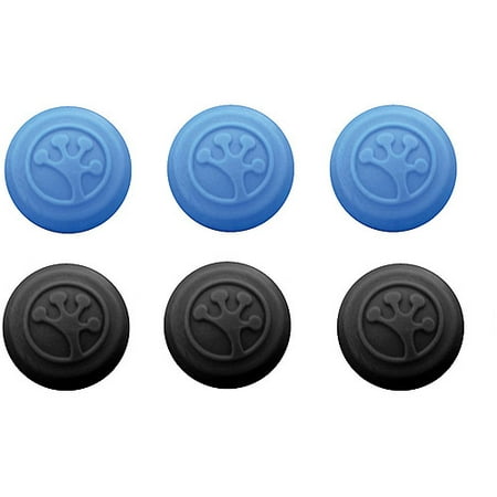 Grip-iT Analog Stick Covers for PS4, PS3, Xbox One and Xbox 360 Controllers, Black and Blue, 6 Pack