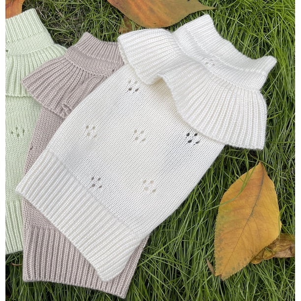 Suéter de punto suave con cuello de loto de cachemira para perro, ropa de lana para Navidad e invierno