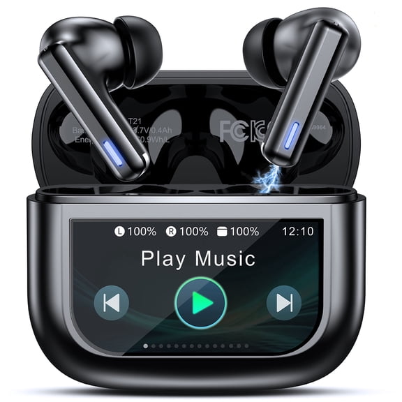 Wireless Earbuds Bluetooth 5.4 Headphones, Ear Buds with Touch Screen, ANC/ENC Noise Cancelling Transparency Mode, 50H Stereo Deep Bass, IPX7 Waterproof, Clear Calls, 5 EQ for iOS Android