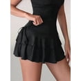 thumbnail image 5 of Pleated Short Skirts for Women Mini Ruffle Skirt Y2k Flowy High Waisted Skirt Stretchy Layered Skirt Black XL, 5 of 10