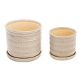 thumbnail image 1 of S/2 6/8" TRIBAL PLANTER W/ SAUCER, BEIGE, 1 of 1