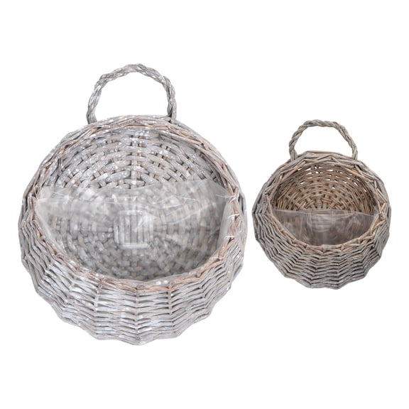 Clispeed 2Pcs Hanging Wall Basket Rattan Wicker Basket for Decorative Artificial Flowers and Household Items