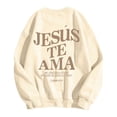 thumbnail image 4 of Chandail de Sport à Manches Longues et Col Rond Imprimé pour Femmes, Chandail Sans Capuche Beige TG, 4 of 7