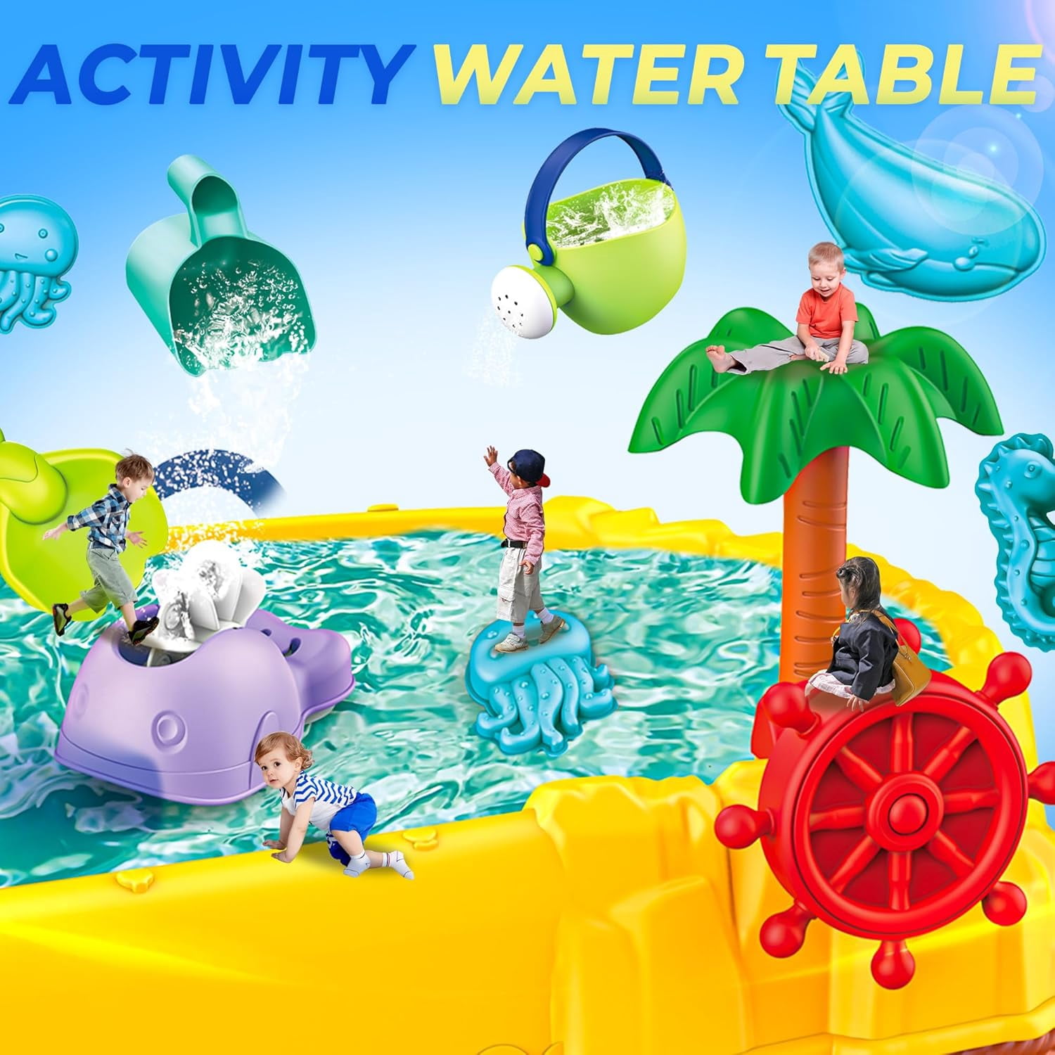 Water Table for Toddlers 1-8 with 15 Accessories - Outdoor Sensory  for Kids Ages 1-8