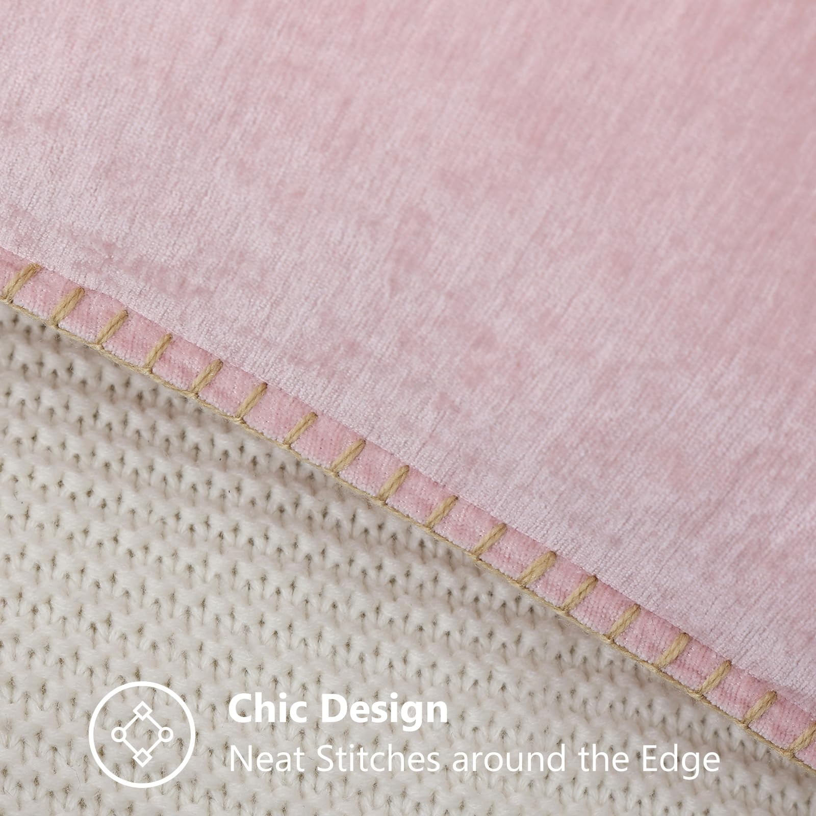 decorUhome Chenille Throw Pillow Covers 18x18 Set of 2, Soft Farmhouse Decorative Pillow Covers, Blush Pink(Pillow Cover Only, No Inserts Included)