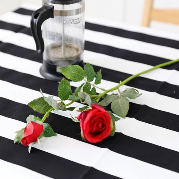 2 Pcs Black and White Striped Tablecloths for Wedding Party Decorations and Event Mats