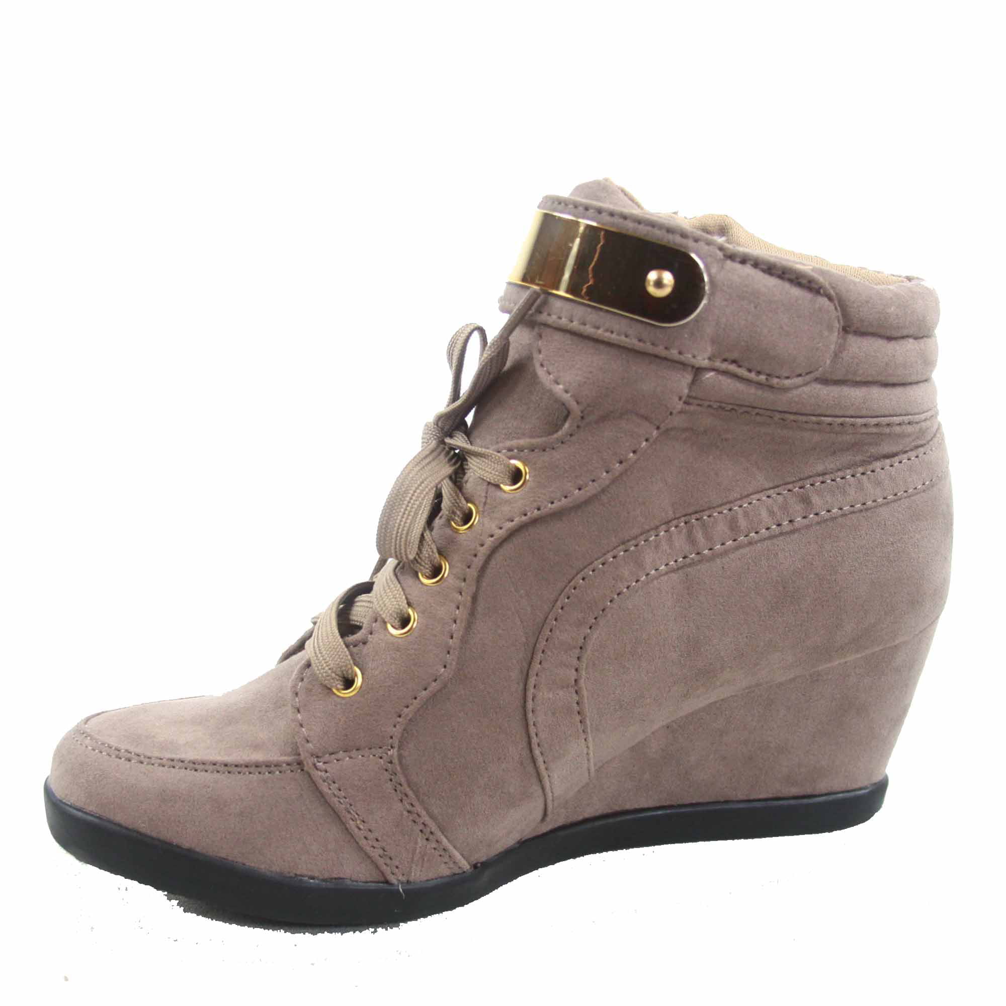 New Girl Link Peggy-61K Leatherette Round Toe High Top Wedge Sneaker
