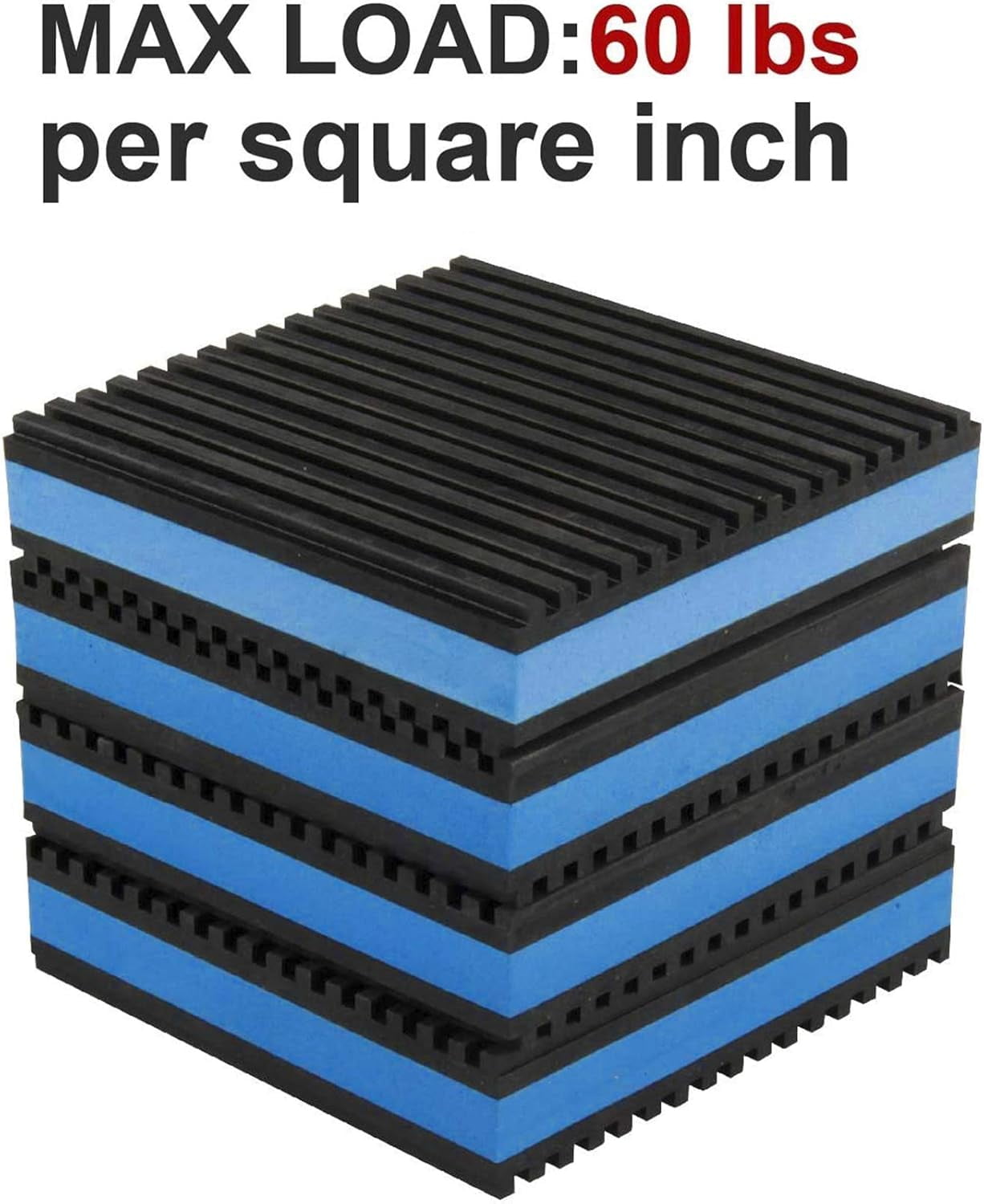 Artrylin Anti-Vibration Pads, 4-Pack 4x4x7/8 inch Ribbed Blue Pads for Washer, Dryer, Treadmill, AC, Compressor - Noise Damping EVA & Rubber Mat