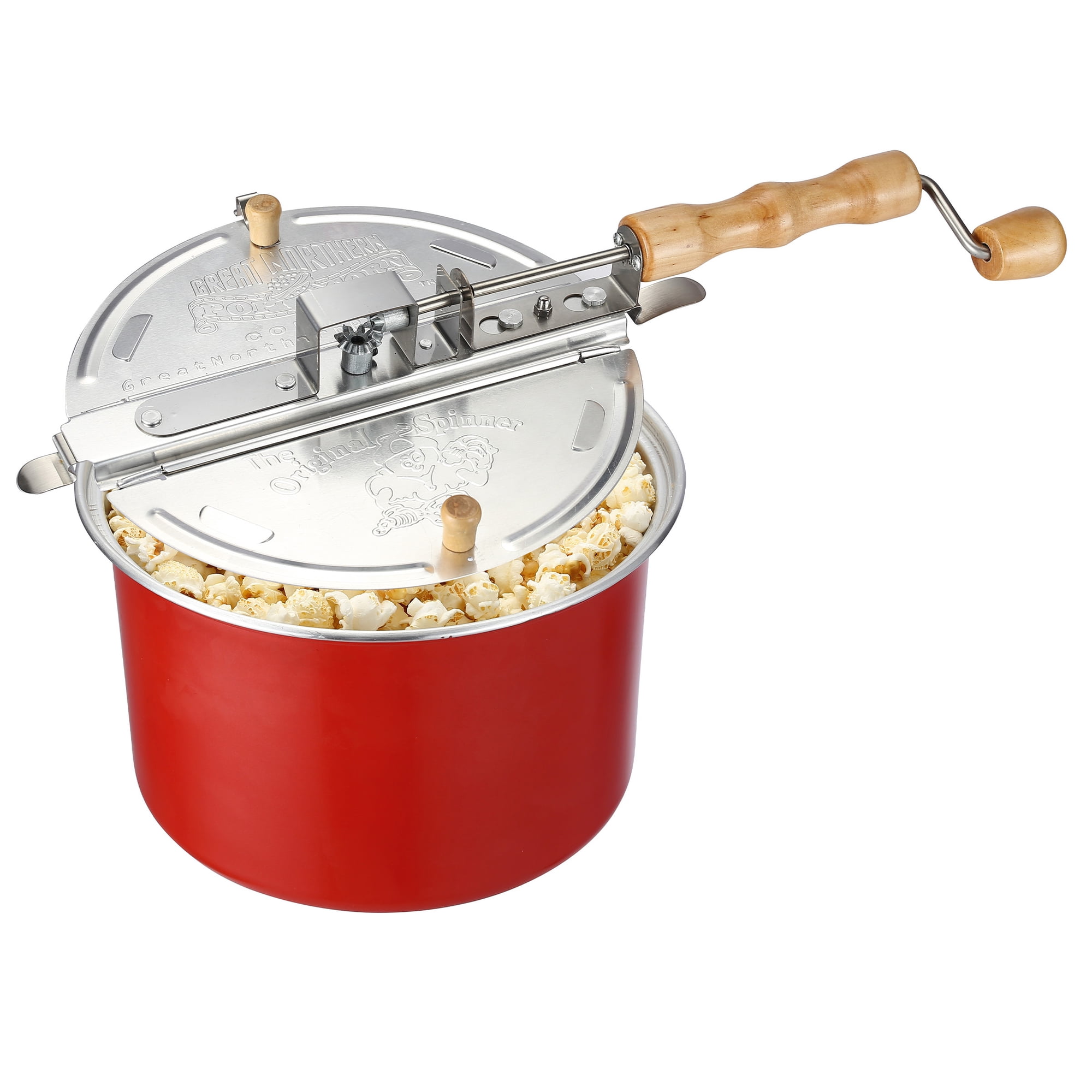Great Northern Popcorn 6.5QT Stovetop Popcorn Maker with Stirrer  Red
