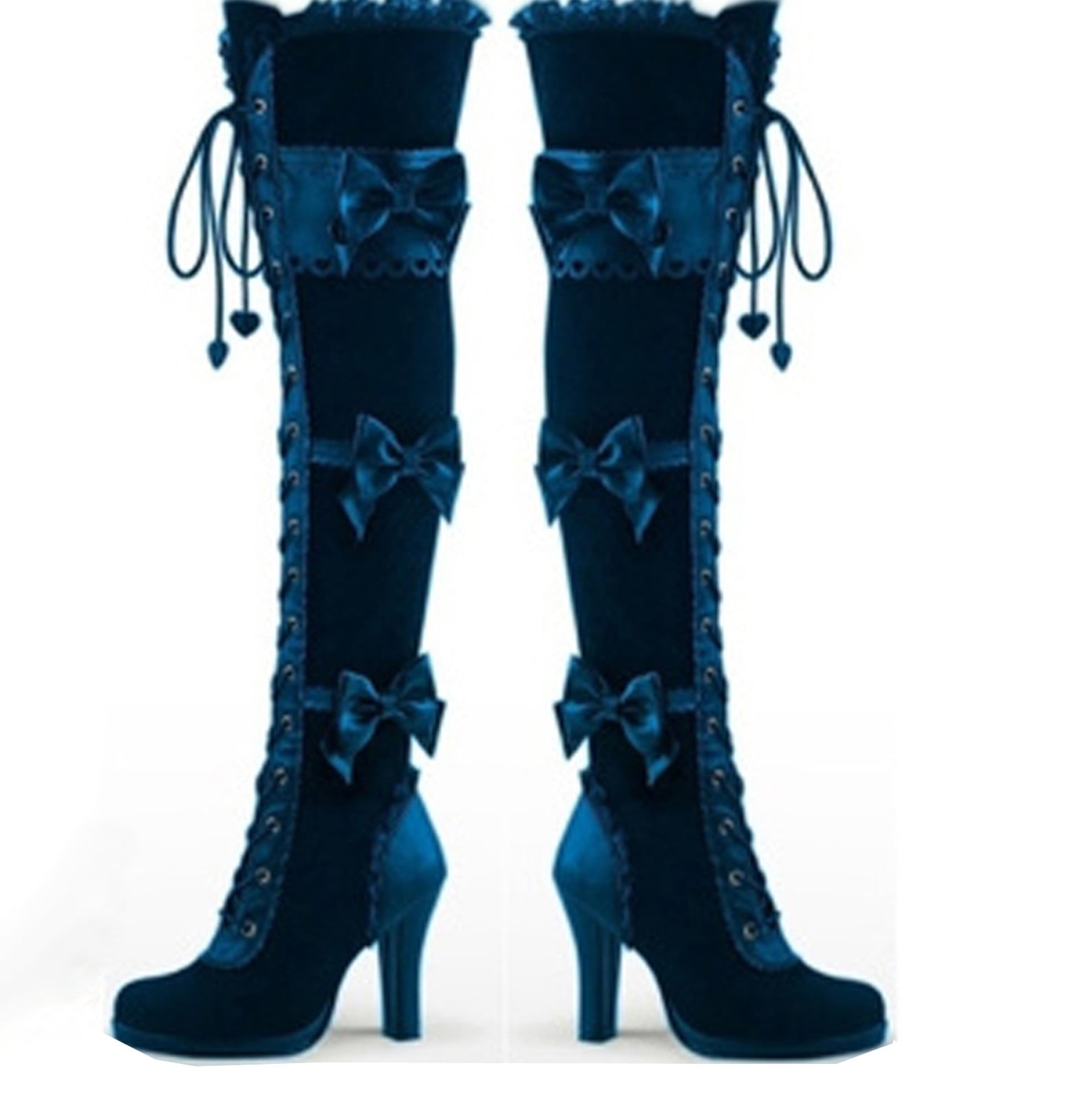 Women's Patent Leather Punk Thigh High Boots Over Knee Round Toe Heel Shoes Club 