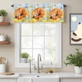 thumbnail image 2 of Curtain Valance for Windows, Watercolor Raccoon Spring Flower Kitchen Valances Rod Pocket Short Curtains, Yellow Floral Animal Art Window Valance for Bedroom Bathroom Living room 56x16in, 2 of 9