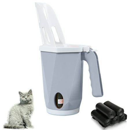 Juiluna Integrated Cat Litter Scoop with Bag Holder  Deep Shovel  Large Capacity Durable and Cute  Plastic Cat Scooper for Litter Box with Stand  Great for Scoop Away Cat Litter Poop Sifting