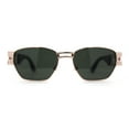 thumbnail image 2 of SA106 Mens Luxury Art Deco Metal Engraving Rectangle Sunglasses Gold Solid Green, 2 of 4
