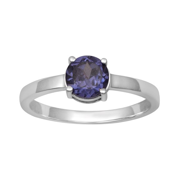 925 Sterling Silver 1.80 Ctw Round 6mm Simulated Tanzanite Tiny Stackable Mother's Day Gift Ring