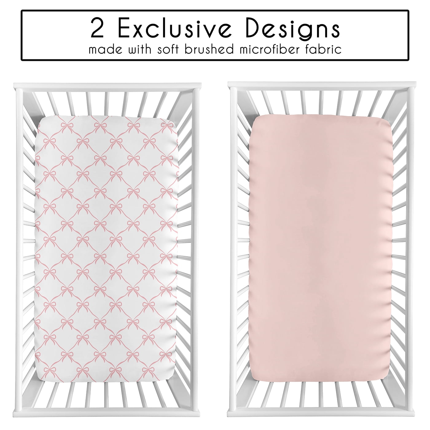 Sweet Jojo Designs Ballerina and Ballet Bows Girl Fitted Crib Sheets Set 2 Piece