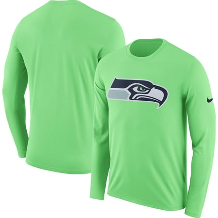 Nike Baseball Fan Gear - Seattle Seahawks Nike Fan Gear Primary Logo Long Sleeve Performance T-Shirt - Neon Green