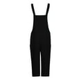 thumbnail image 5 of Sakmal Cargo Womens Jumpsuit Plus Size Solid Wide Leg Cottonand Linen Overalls Black Sleeveless Cropped Square Neck Pants for Women, 5 of 8