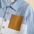 thumbnail image 5 of LUOGENLI Boys Shorts Size 10 Toddler Baby Boy Girl Clothes Cotton Linen Color Block Long Sleeve Button down Shirt Solid Pants SetPcs Casual Outfits Boys Shorts Size 14-16 with Pockets 6-12 Months, 5 of 9