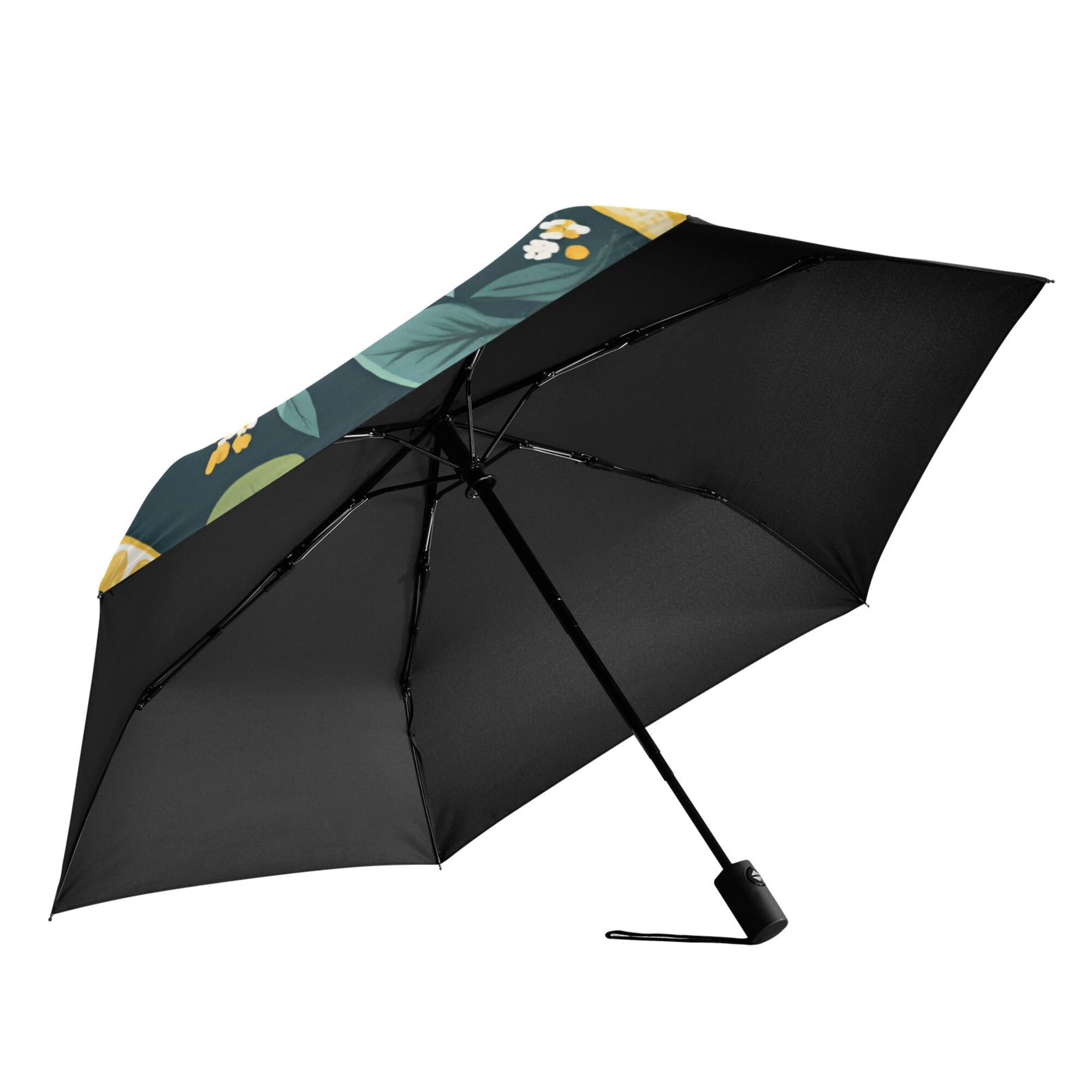 FORMRS Travel Umbrella Folding Auto Open Close Windproof Rain UV Protection, Yellow Lemons
