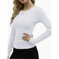 thumbnail image 2 of Womens Long Sleeve Stretch Crewneck Ribbed T-Shirt Slim Fit Casual Basic Tops, 2 of 4